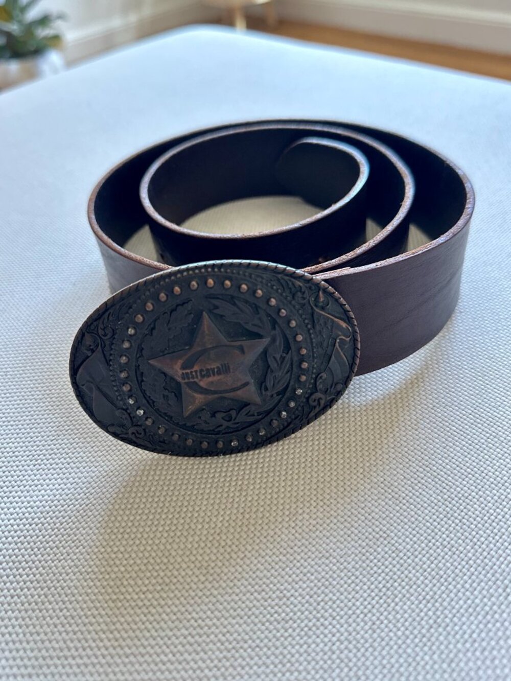 Roberto Cavalli Just Cavalli Leather Belt Western Style Cowboy - 85 cm
